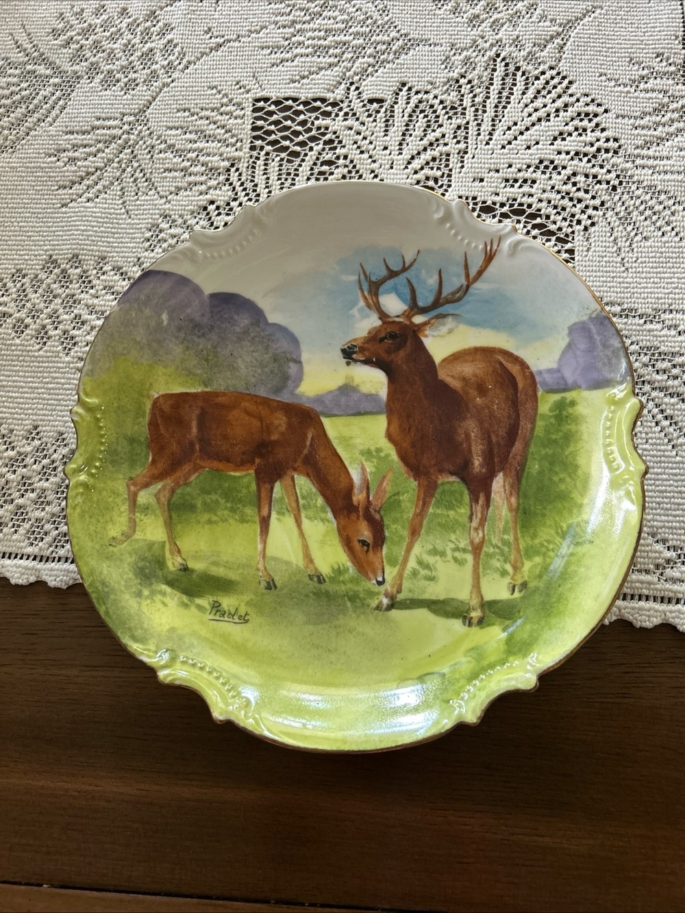 Limoges France coronet stag plate